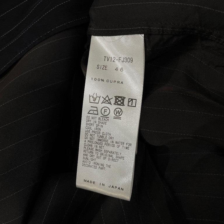 TOGA VIRILIS 21AW オープンカラーストライプフリルキュプラシャツ ブラウス 開襟 トップス トーガ ビリリース メンズ