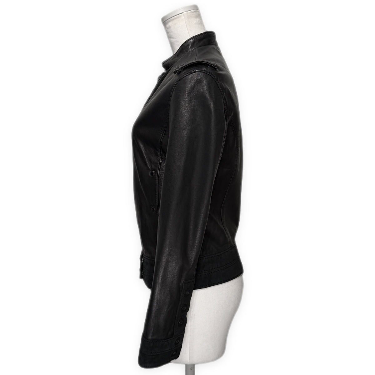 EMPORIO ARMANI 07AW ラムレザースタンドカラースエード切り替えシングルライダースジャケット アウター Archive アルマーニ レディース