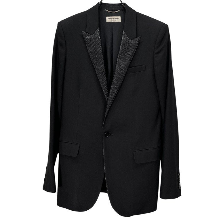 SAINT LAURENT PARIS 15SS パイソンレザーピークドラペル1Bテーラードジャケット Archive ブレザー コート アウター Hedi Slimane エディ期 エディスリマン SLP 379949 Y613H サンローランパリ メンズ
