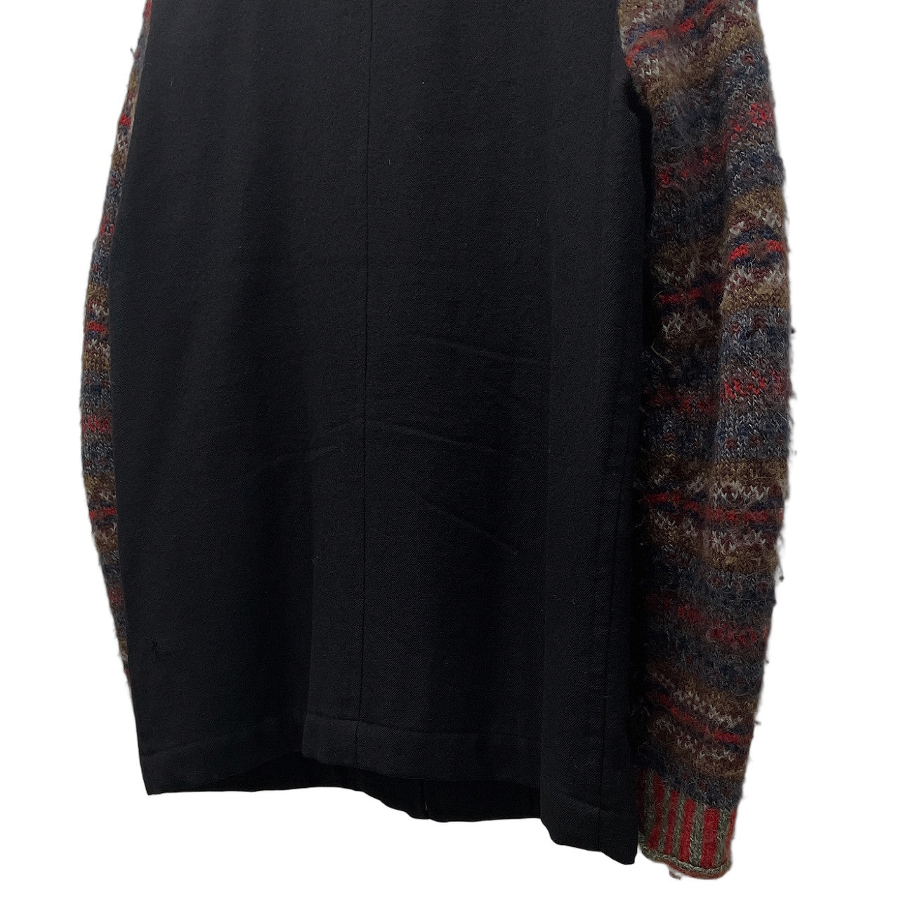 COMME des GARCONS HOMME PLUS 96AW 袖フェアアイル柄ニット切替ウールフラノジップアップジャケット Archive Traditional モッズ期 ブルゾン コート アウター フランネル コムデギャルソンオムプリュス メンズ