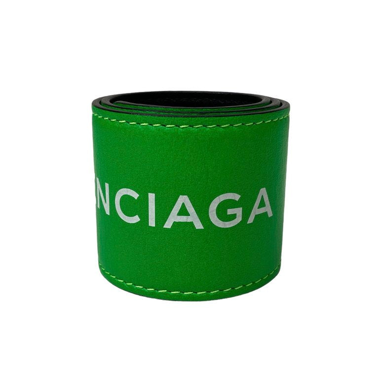 BALENCIAGA Cycle Textured leather Bracelet ロゴプリントレザー巻きブレスレット バングル サイクル グリーン アクセサリー 服飾雑貨 バレンシアガ メンズ レディース ユニセックス