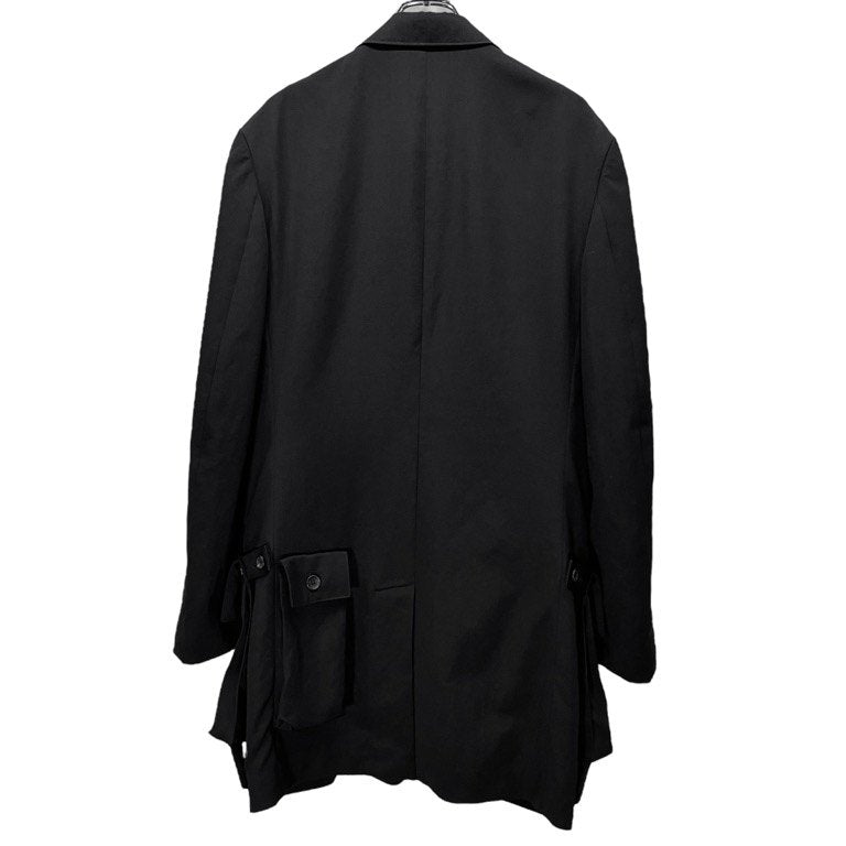Yohji Yamamoto Pour Homme 25SS WOOL GABARDINE SLEEVE BUTTON DETACHABLE POCKET JACKET ウールギャバジンスリーブボタン着脱ポケット付きロングテーラードジャケット コート HP-J37-100 定価約20万 ヨウジヤマモトプールオム