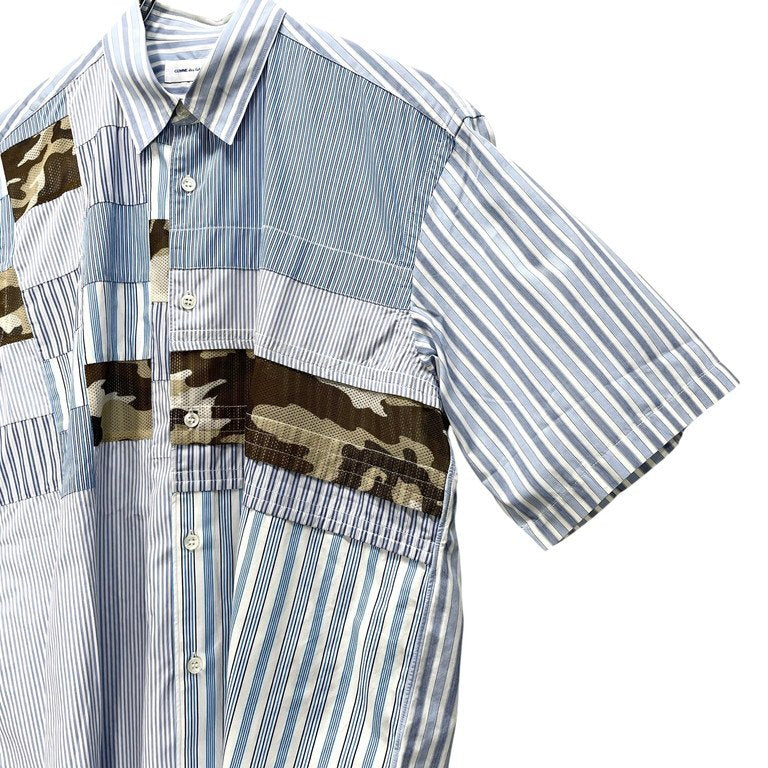 COMME des GARCONS SHIRT マルチストライプメッシュカモフラージュパッチワークシャツ ブラウス トップス 半袖 迷彩 Archive コムデギャルソンシャツ メンズ