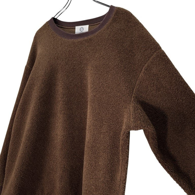 KUON 19AW SAKIORI CREW PULLOVER クルーネック裂織リブドッキングボアフリーススウェットシャツ トップス クオン メンズ