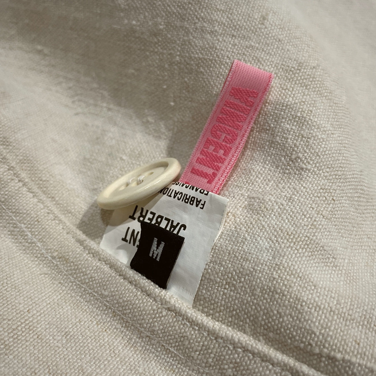 VINCENT JALBERT 6 BUTTONS JACKET (FULL VINTAGE LINEN) ヴィンテージフレンチリネン6ボタンワークジャケット テーラード ブルゾン コート アウター M ヴィンセントジャルベール メンズ