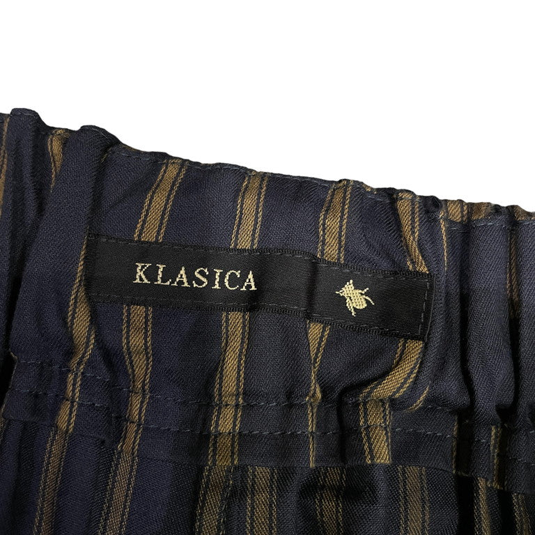 KLASICA コットンレーヨンストライプイージーワイドクロップドパンツ ボトム