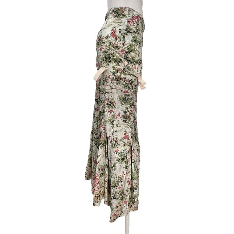 JUNYA WATANABE COMME des GARCONS 03SS 風景画プリントカットオフボンテージパラシュートスカート 拘束 ボトムス Archive 総柄 ベルト パンツ ジュンヤワタナベ コムデギャルソン レディース