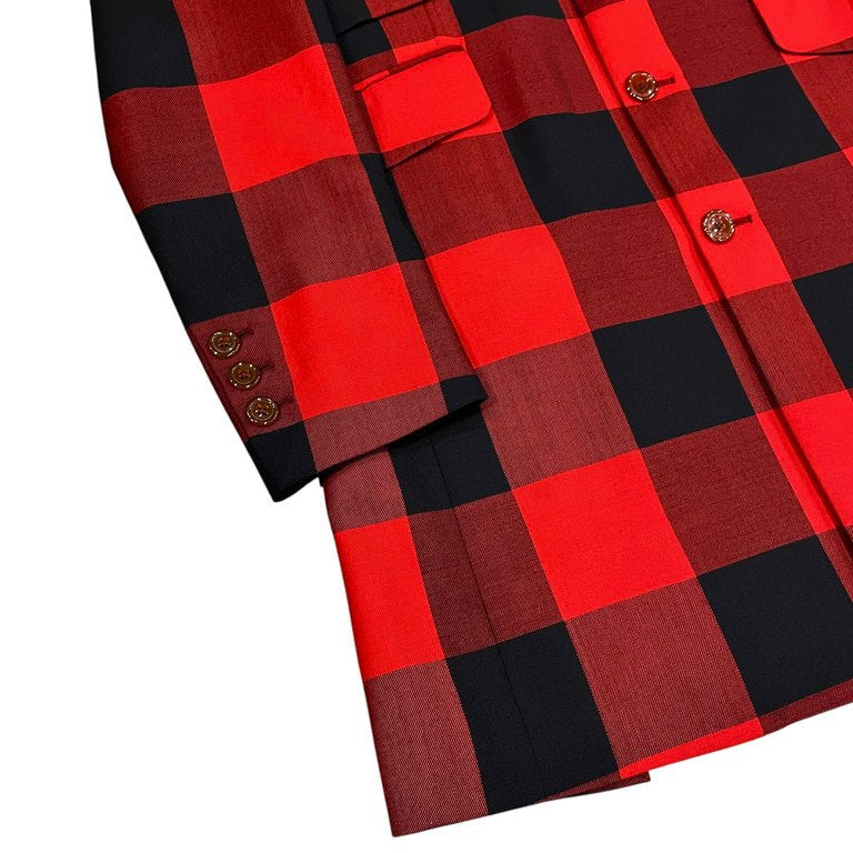 Vivienne Westwood 24SS 赤バッファローチェックピークドラペルロングテーラードジャケット チェスターコート 国内極少入荷 IMPORT インポート コレクションライン ブルゾン アウター ヴィヴィアンウエストウッド メンズ