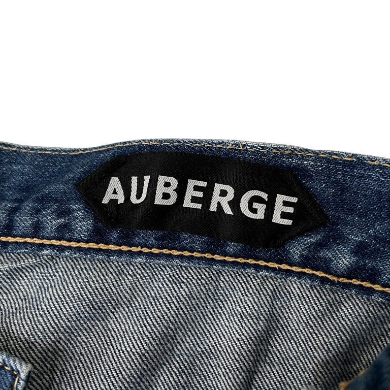 AUBERGE PHIL MENPU フィルメンプ ヴィンテージディテールインディゴセルヴィッジデニム5ポケットパンツ 隠しカン止め 隠しリベット 赤耳 チェーンステッチ V字ステッチ コパーリベット 38 オーベルジュ メンズ
