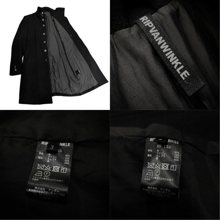 RIP VAN WINKLE 19AW CHESTER COAT ウールモッサフライフロントハイネックチェスターコート 比翼 ジャケット ブルゾン アウター 定価79,200円 リップヴァンウィンクル メンズ