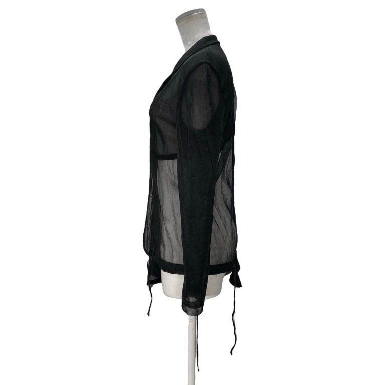 COMME des GARCONS シースルー裾ジップドローストリングテーラードジャケット Archive 90s メッシュ ブルゾン アウター コムデギャルソン レディース