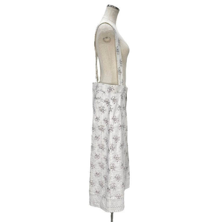 tao COMME des GARCONS 22SS フラワープリントレースヘムサスペンダーストライプワイドパンツ 花柄 総柄 サロペット タオ コムデギャルソン レディース