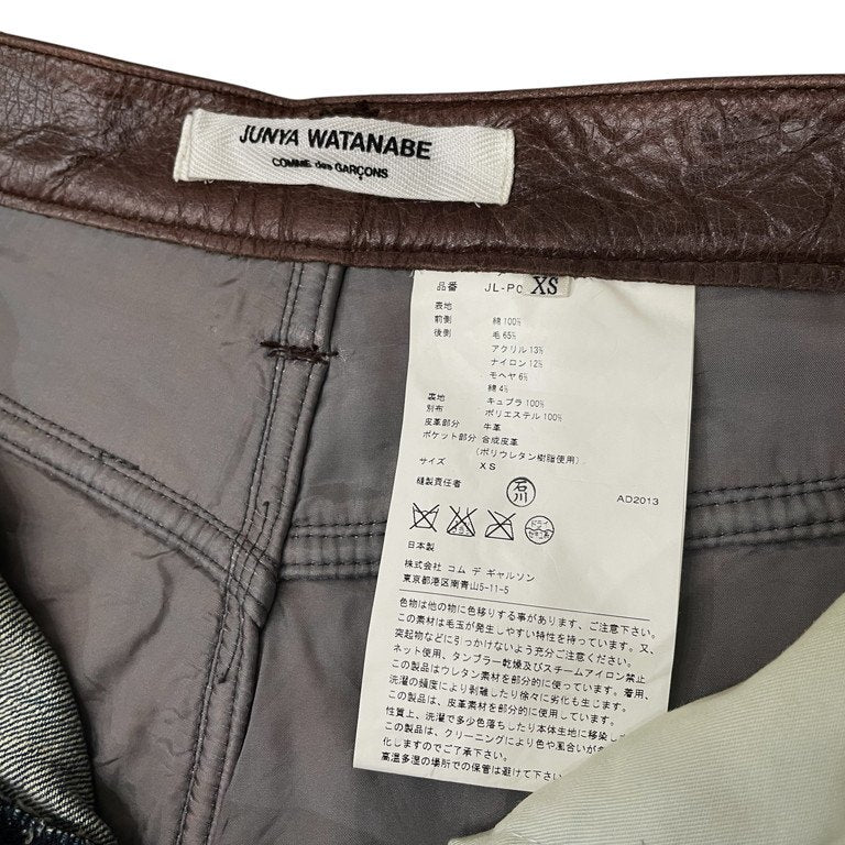 JUNYA WATANABE COMME des GARCONS 13AW バックツイードレザートリム5ポケットデニムパンツ Archive 切替 ボトムス ジュンヤワタナベ コムデギャルソン レディース