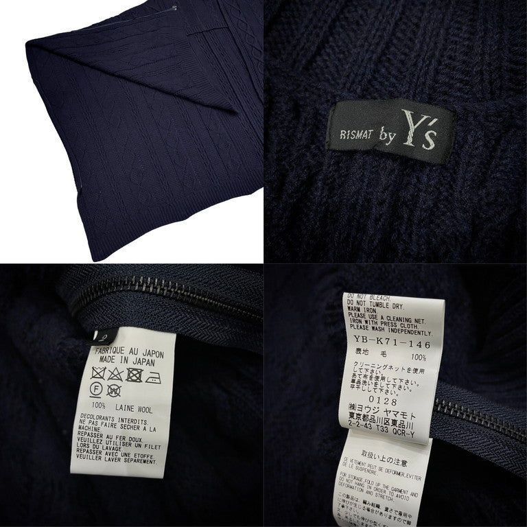 RISMAT by Y's 20AW WOOL ALAN KNITTING HIGHT NECK ZIP OPEN CAPE ウールアランニットハイネックジップポンチョ ケーブル セーター カーディガン ケープ ジャケット コート LOOK10,17 Yohji Yamamoto ヨウジヤマモト ワイズ レディース