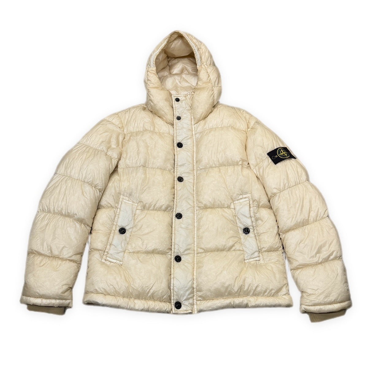 STONE ISLAND 14AW GARMENT DYED DOWN_26 GR X SQM_N ガーメントダイホワイトダックダウンジャケット ブルゾン コート アウター XL 製品染め ストーンアイランド メンズ