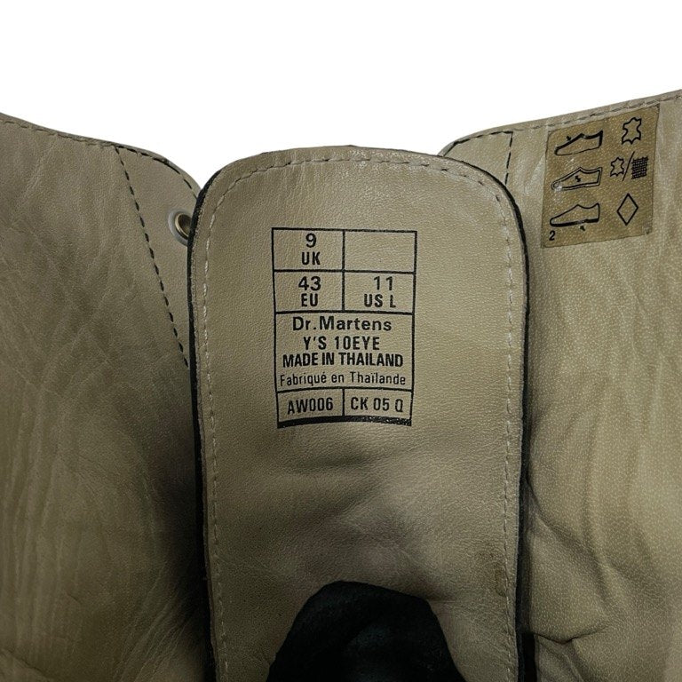 Y's × Dr.Martens 10EYE BOOT ワナマレザー10ホールレースアップバックジップロングブーツ シューズ 靴 クツ 定価63,800円 EU43 UK9 27.5cm Yohji Yamamoto ヨウジヤマモト ワイズ ドクターマーチン メンズ