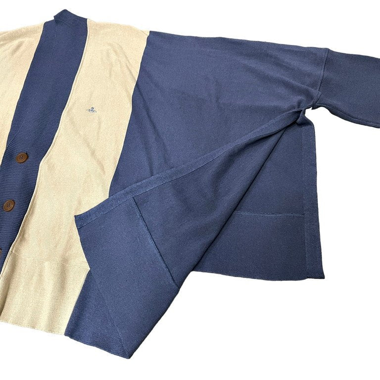 Vivienne Westwood MAN 23SS コットンリネンバイカラーオーバーサイズドルマンニットカーディガン