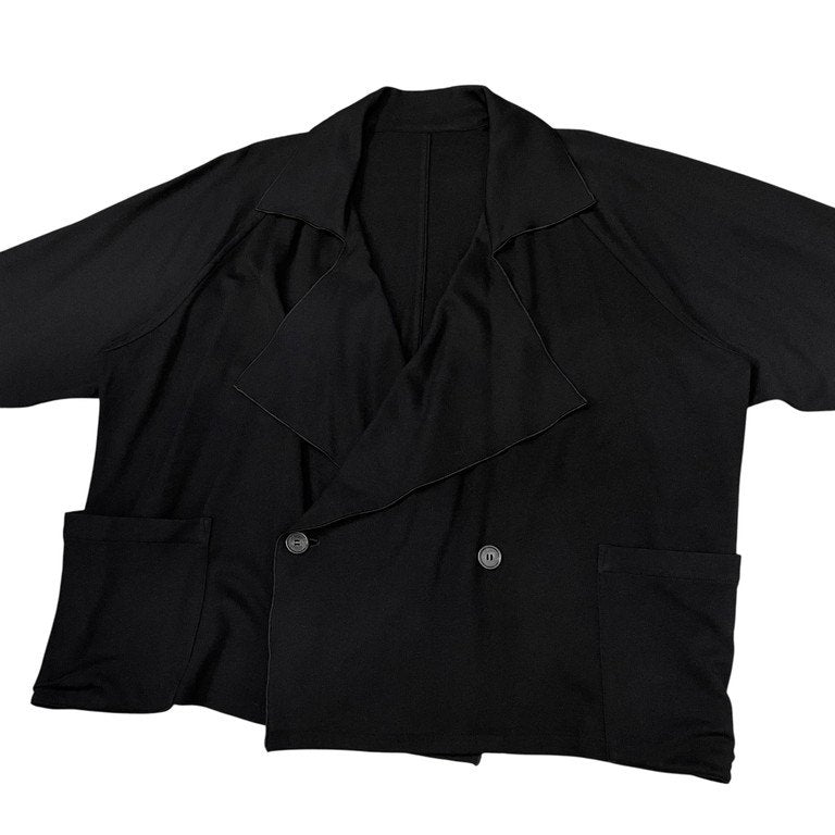Y's ウールジャージーダブルブレストドレープジャケット ブルゾン コート アウター Archive 70s 初期 希少 Yohji Yamamoto Femme ワイズ ヨウジヤマモトファム レディース