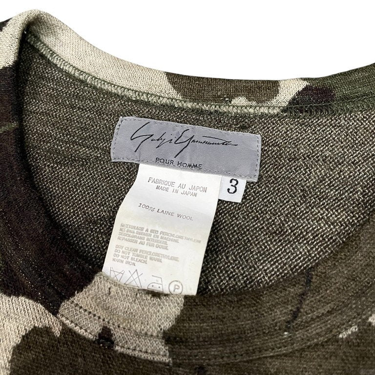 Yohji Yamamoto Pour Homme 02AW リーフカモフラージュオーバーサイズニットセーター カットソー Tシャツ トップス Archive 女優期 迷彩柄 ヨウジヤマモトプールオム メンズ