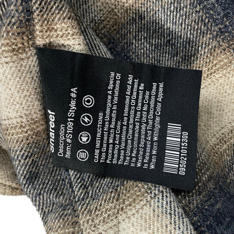 SHAREEF STUDIOUS別注 INSTRUCTIONS刺繍オーバーサイズチェックフランネルシャツ ダブルポケット ブラウス トップス シャリーフ メンズ