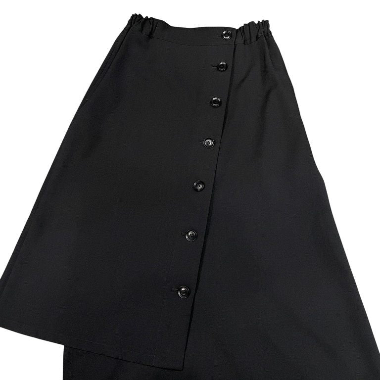 Y's 23AW ウールギャバジン多釦ウエストゴムアシンメトリードレープスカート イージー パンツ ボトムス Yohji Yamamoto Femme ヨウジヤマモトファム ワイズ レディース