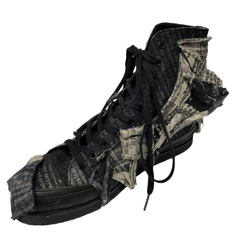 Yohji Yamamoto Pour Homme 22SS LINEN NEWSPAPER PRINT HIGH CUT SNEAKER リネンニュースペーパーパッチワークハイカットスニーカー シューズ 靴 クツ 新聞紙 LOOK9 ヨウジヤマモトプールオム メンズ