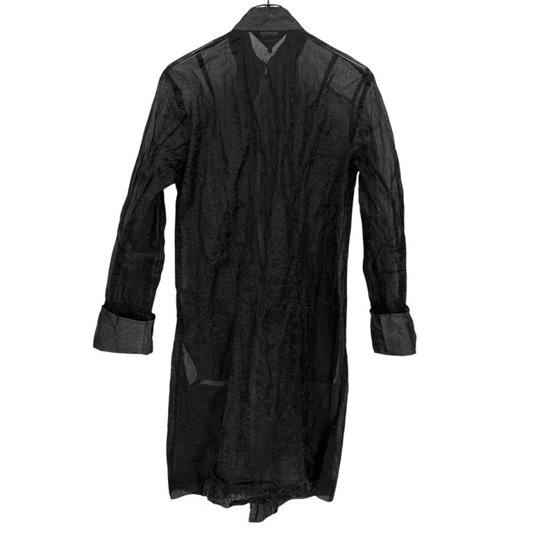 BLACK COMME des GARCONS 20AW ポリエステル皺加工シースルーロングチャイナシャツ ブラウス トップス アウター ジャケット コート ブラック コムデギャルソン メンズ レディース ユニセックス