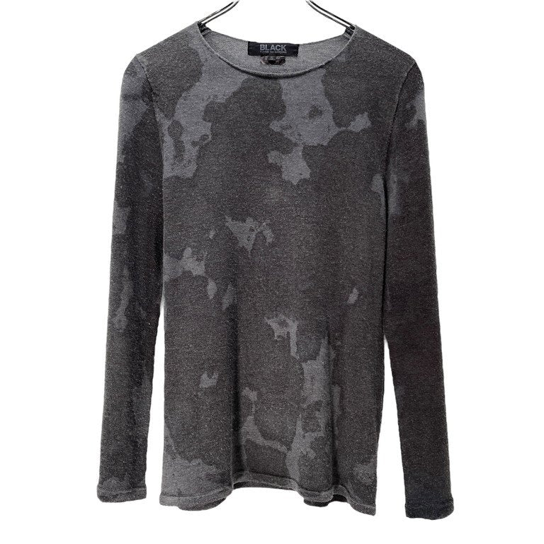 BLACK COMME des GARCONS 18AW ウールアクリル製品染めカモフラージュニットセーター 迷彩柄 総柄 トップス ブラック コムデギャルソン メンズ レディース ユニセックス