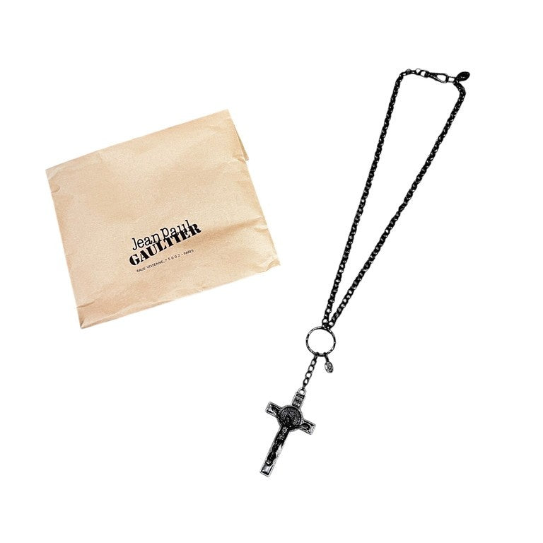Jean Paul GAULTIER クロスロザリオチェーンネックレス 一点物 激レア 希少 Archive 90s 00s JPG 未使用 十字架 磔刑 ペンダント アクセサリー ジャンポールゴルチエ メンズ レディース ユニセックス
