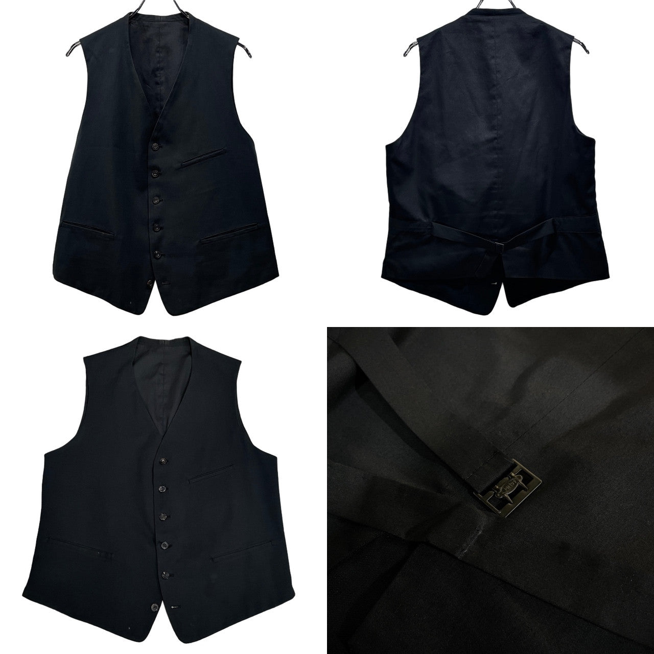 Yohji Yamamoto COSTUME D'HOMME コットン3ピースセットアップスーツ テーラードジャケット ベスト パンツ スラックス トラウザーズ Archive 90s アウター トップス ボトムス ヨウジヤマモト コスチュームドオム メンズ