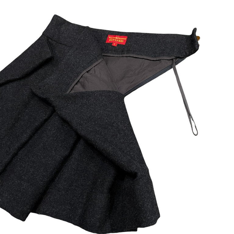 Vivienne Westwood RED LABEL ウールフランネル変形タックミニスカート Archive 90s 00s オリゾンティ パンツ ボトムス ヴィヴィアンウエストウッド レッドレーベル レディース