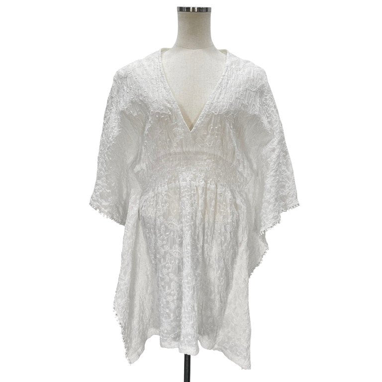 LIMI feu フラワーレースシャーリングガーゼチュニック トップス ブラウス シャツ 花柄 刺繍 ギャザー Yohji Yamamoto リミフゥ ヨウジヤマモト レディース