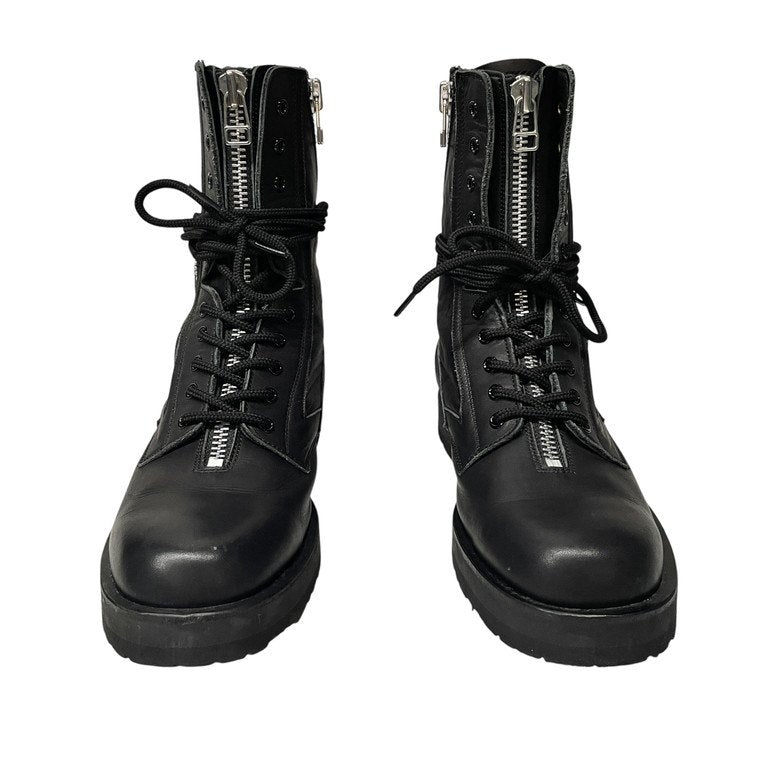 Yohji Yamamoto Pour Homme 22AW 3ジッパーミリタリーブーツ レースアップシューズ 靴 クツ ファスナー 定価110,000円 HE-E07-761 vibram 軽量 サイズ3 約25.5~26.5cm ヨウジヤマモトプールオム メンズ