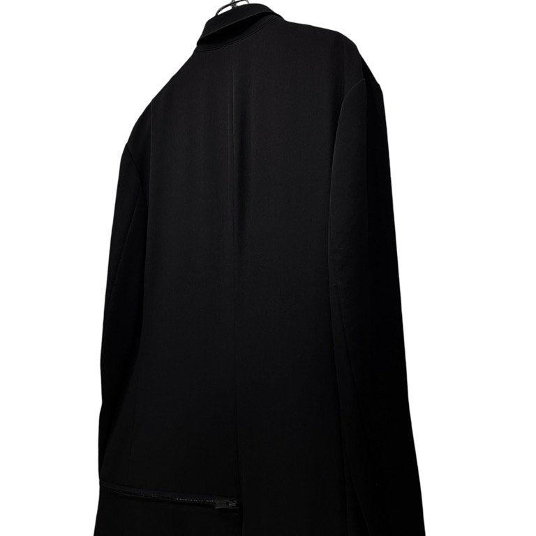 Yohji Yamamoto Pour Homme 19AW WRINKLED GABARDINE STAND FASTENER JACKET ウールギャバジンスタンドファスナーアシンメトリーロングジャケット コート ジップ ブルゾン アウター 定価151,800円 ヨウジヤマモトプールオム メンズ
