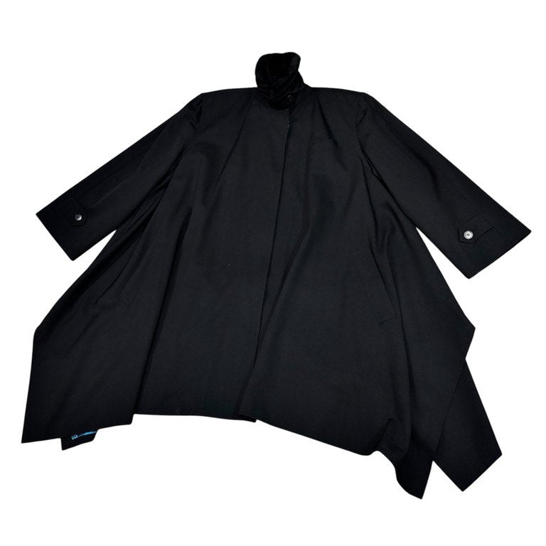 Jean Paul GAULTIER FEMME 91AW ウールギャバジン漢字ライニング襟ボアドレープコート マントジャケット ブルゾン アウター Archive 90s JPG ジャンポールゴルチエ レディース メンズ ユニセックス