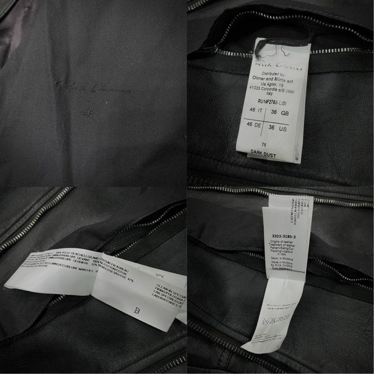 Rick Owens 14AW ラムレザーハイネックレザージャケット MOODY FW ブルゾン コート アウター ライダース バイカー リックオウエンス メンズ