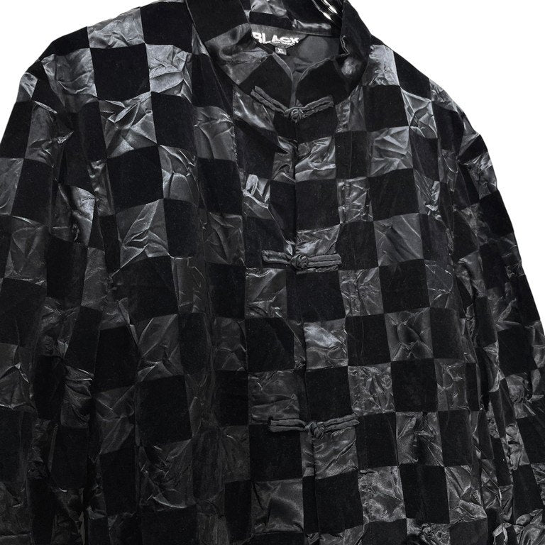BLACK COMME des GARCONS 23AW フロッキーチェックプリントチャイナシャツ ブラウス トップス ジャケット ブラック コムデギャルソン メンズ レディース ユニセックス