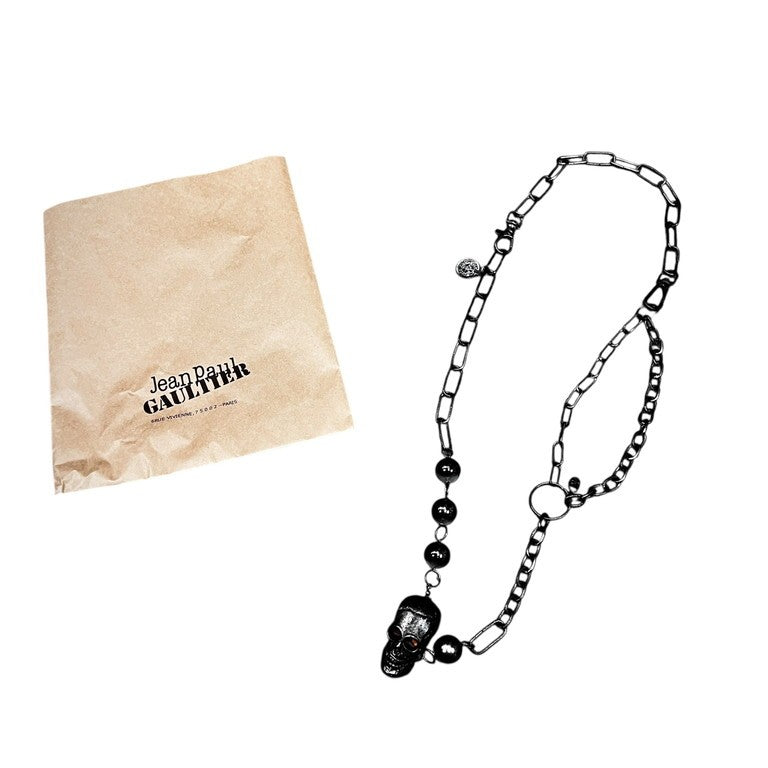 Jean Paul GAULTIER ビッグスカルダブルチェーンネックレス 一点物 激レア 希少 Archive 90s 00s JPG 未使用 ペンダント アクセサリー ジャンポールゴルチエ メンズ レディース ユニセックス