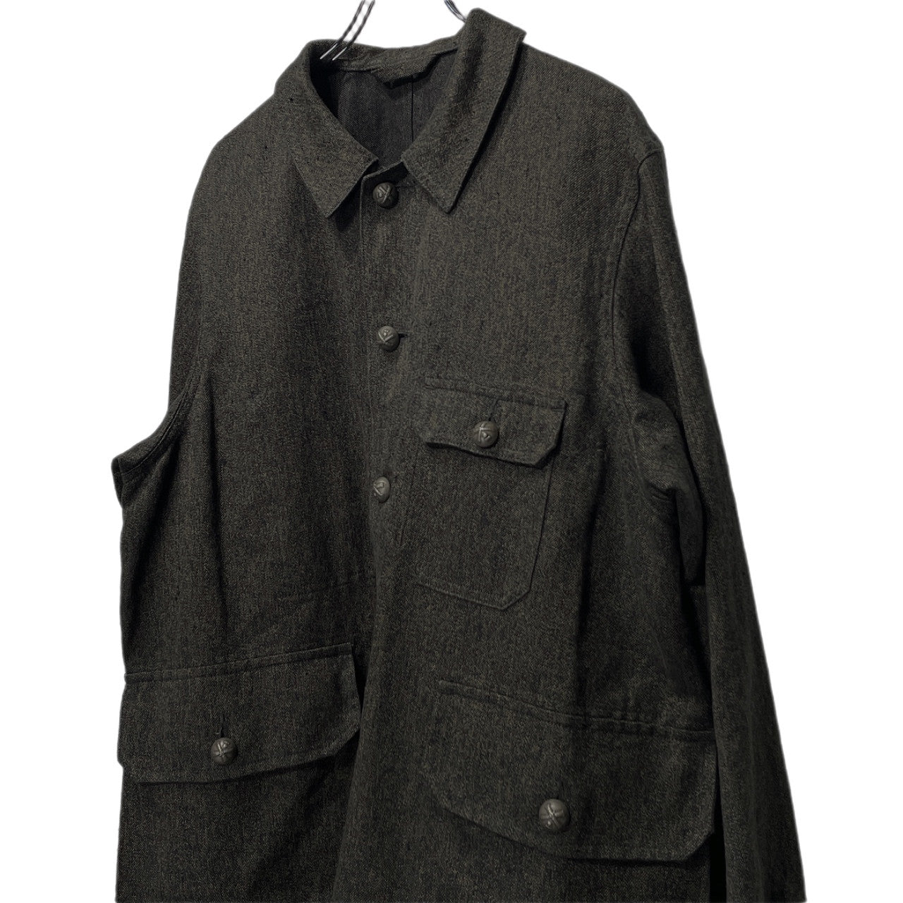 Nigel Cabourn FRENCH WORK JACKET - HEMP ヘンプコットンブラックシャンブレーチェンジメタルボタンフレンチワークジャケット ブルゾン コート アウター 定価66,000円 ナイジェルケーボン メンズ