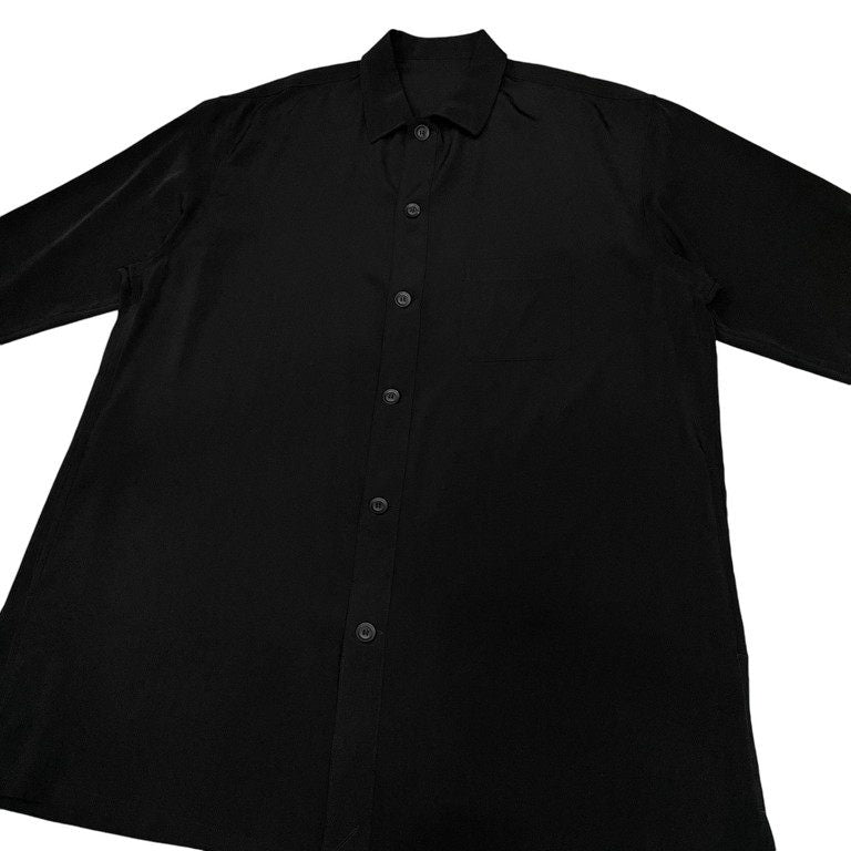 Yohji Yamamoto Pour Homme 22SS TA/TUXEDO OPEN COLLAR FRONT PLACKET BLOUSE トリアセテートポリエステルタキシードオープンカラーフロントポケットシャツ A-開襟前立て付きB 定価61,600円 ヨウジヤマモトプールオム メンズ