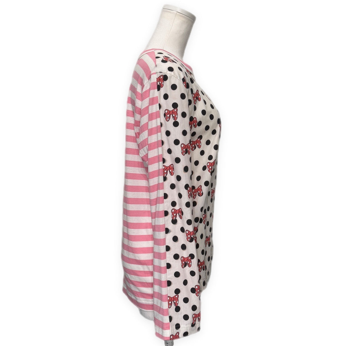 COMME des GARCONS GIRL 20AW ディズニーコラボドットボーダーデザイン切り替えカットソー 長袖 ミニー ギャルソン レディース