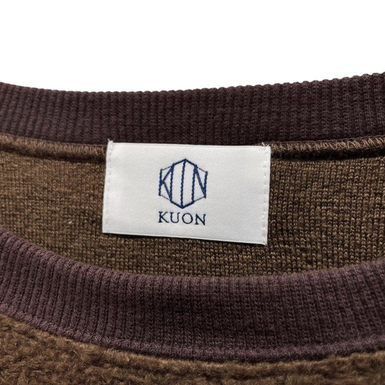 KUON 19AW SAKIORI CREW PULLOVER クルーネック裂織リブドッキングボアフリーススウェットシャツ トップス クオン メンズ