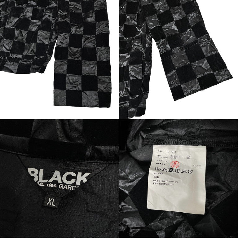 BLACK COMME des GARCONS 23AW フロッキーチェックプリントチャイナシャツ ブラウス トップス ジャケット ブラック コムデギャルソン メンズ レディース ユニセックス
