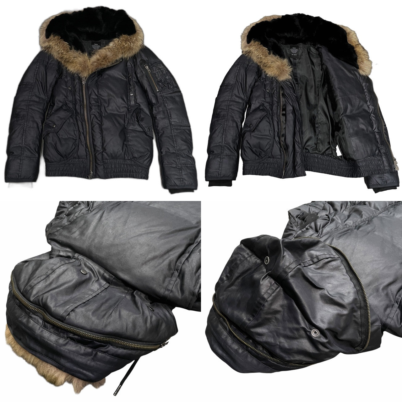 bajra ラビットファーライナーラクーンファーN-2Bダウンジャケット ブルゾン コート アウター ミリタリー バジュラ メンズ