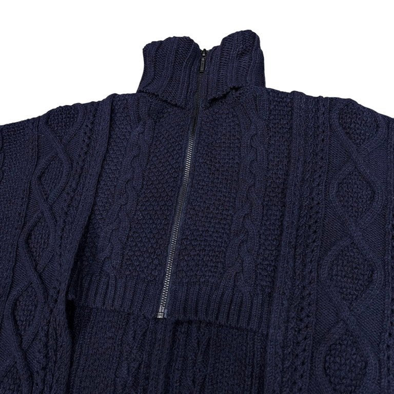 RISMAT by Y's 20AW WOOL ALAN KNITTING HIGHT NECK ZIP OPEN CAPE ウールアランニットハイネックジップポンチョ ケーブル セーター カーディガン ケープ ジャケット コート LOOK10,17 Yohji Yamamoto ヨウジヤマモト ワイズ レディース