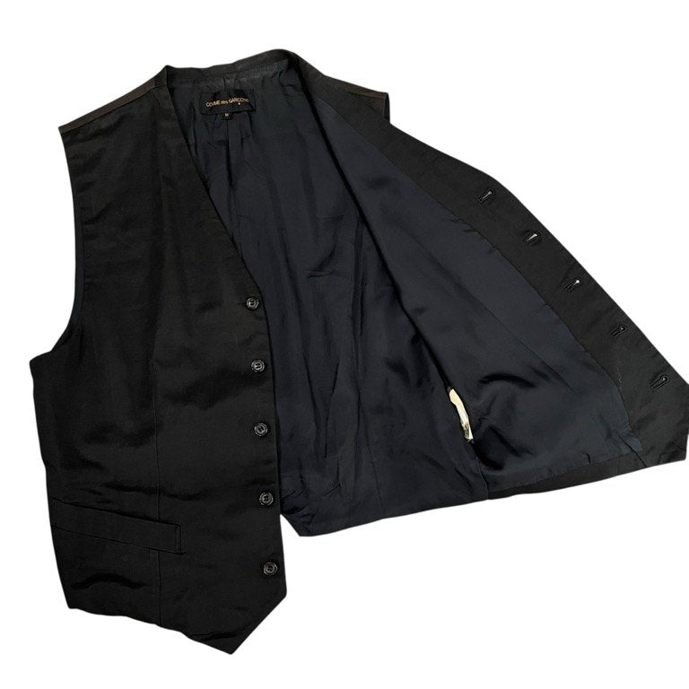 COMME des GARCONS 92SS レーヨンコットンギャバジン5Bシンチバックベスト ジレ ノースリーブ ジャケット Unfinished Archive 90s AD1991 CdG トップス アウター コムデギャルソン レディース