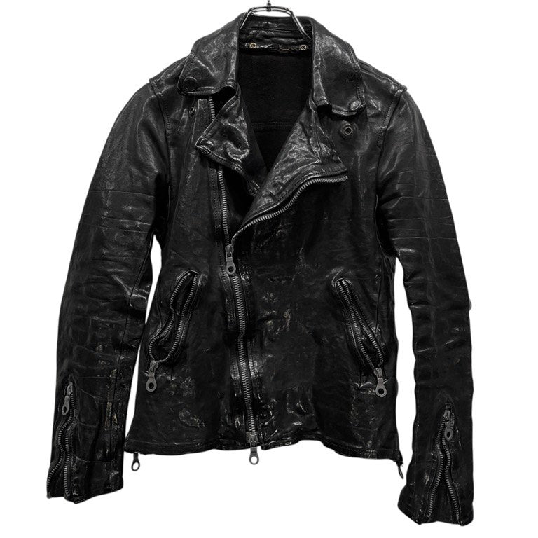 ISAMU KATAYAMA BACKLASH ITALY SHOULDER “GARMENT-DYED” DOUBLE RIDERS インタリアンショルダーガーメントダイレザーダブルライダースジャケット ブルゾン コート アウター 定価275,000円 イサムカタヤマ バックラッシュ メンズ