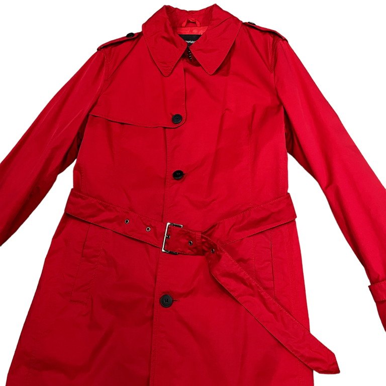 EMPORIO ARMANI コットンナイロンロクヨンクロスベルテッドトレンチコート Archive 90s 00s GIORGIO ARMANI