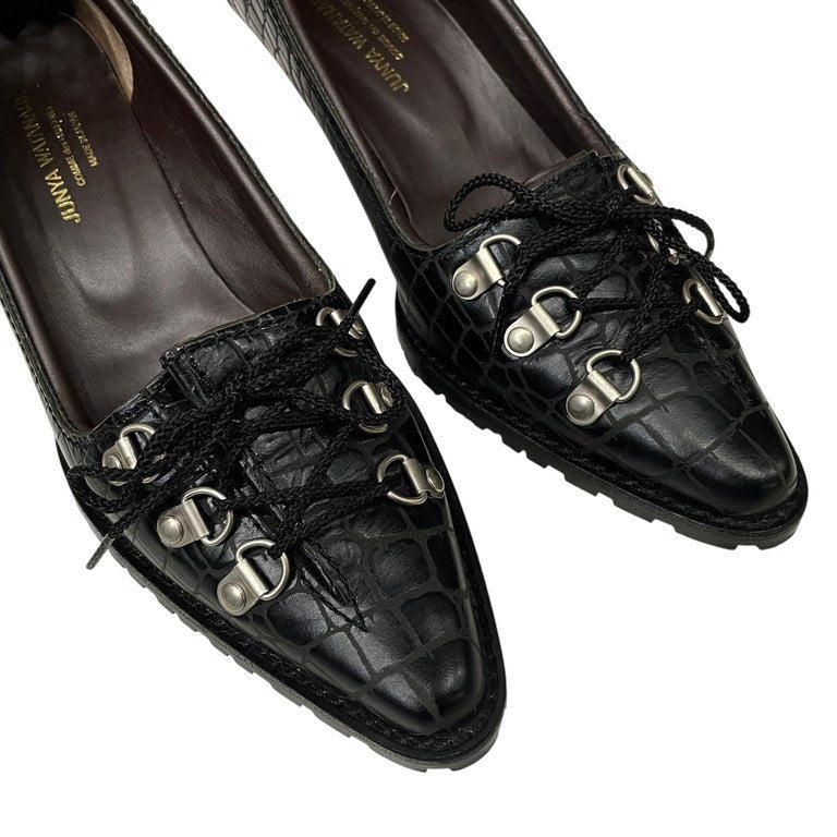 JUNYA WATANABE COMME des GARCONS 05AW クロコ型押しレザーアーモンドトゥマウンテンハイヒールシューズ トレッキング ブーツ パンプス 靴 クツ Archive ジュンヤワタナベ コムデギャルソン レディース