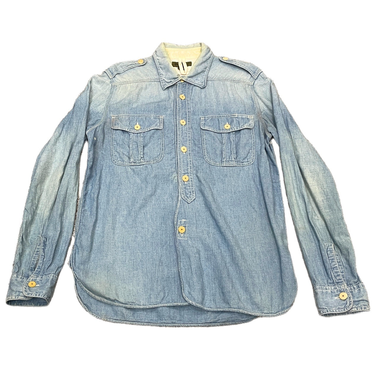 Nigel Cabourn コットンリネンシャンブレーダブルポケットエポレットシャツ ブラウス トップス ナイジェルケーボン メンズ